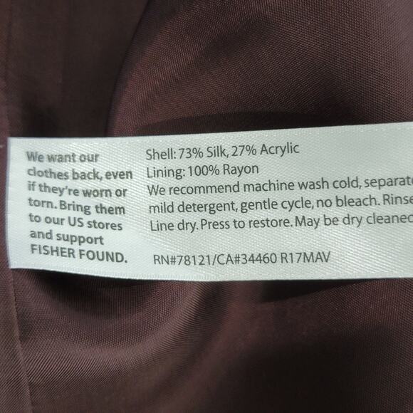 Eileen Fisher Deep Red Silk High Collar Jacket SZ 1X - Picture 4 of 4